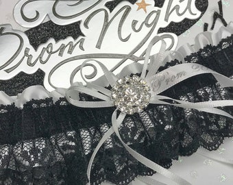 White//black prom garter,  prom garters