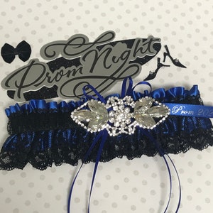 Royal black prom garter,  prom garter,   custom color prom garter.