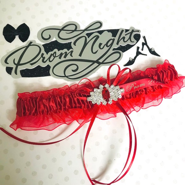 Red prom garter w/red jewel.  Prom garters.  Red garters.