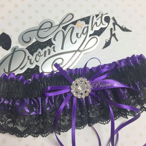 Purple prom garter,  Black and purple prom garter,  prom garters