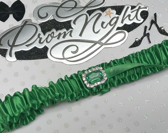 Emerald green prom garter,  Custom color prom garter,  prom garters