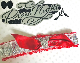 Red and silver prom garter,  Red prom garter,  Prom garters