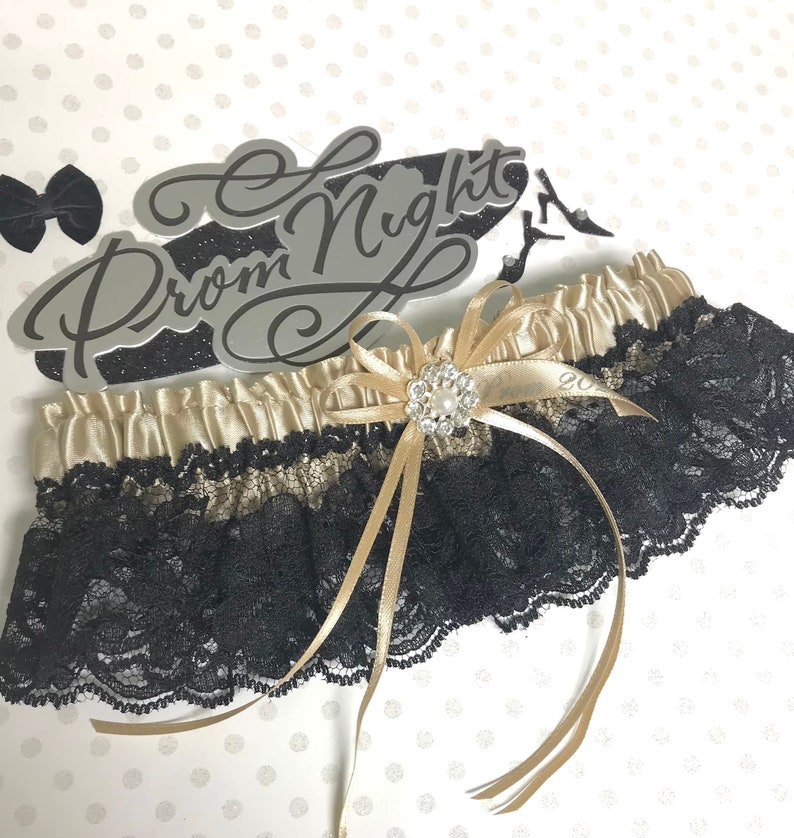 Champagne black prom garter, Custom color prom garter, prom garters image 1