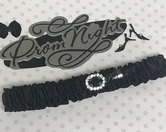 Black with Black jewel prom garter,  Prom garters!