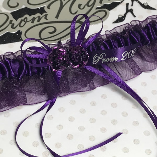 Eggplant prom garter,  Dark purple prom garter,  Prom garter