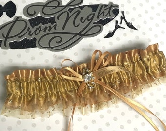 Gold prom garter. Senior prom garters. Prom garters.