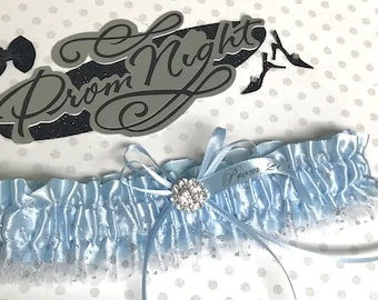 Light blue sparkle silver prom garter.  Blue silver prom garter.  Prom garters.