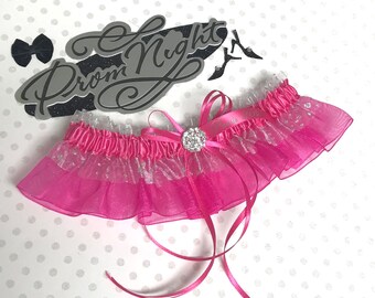 Shocking pink prom garter. Prom garter. Pink prom garter.