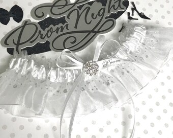 White sparkle prom garter. Prom garters.  Garters for prom. White/silver prom garter.