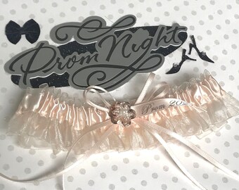 Nude blush prom garter with sequin.  Prom garters.