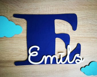 Baby / kids first letter sign with name, Laser cut ,wall sign,door sign. Personalised with your name