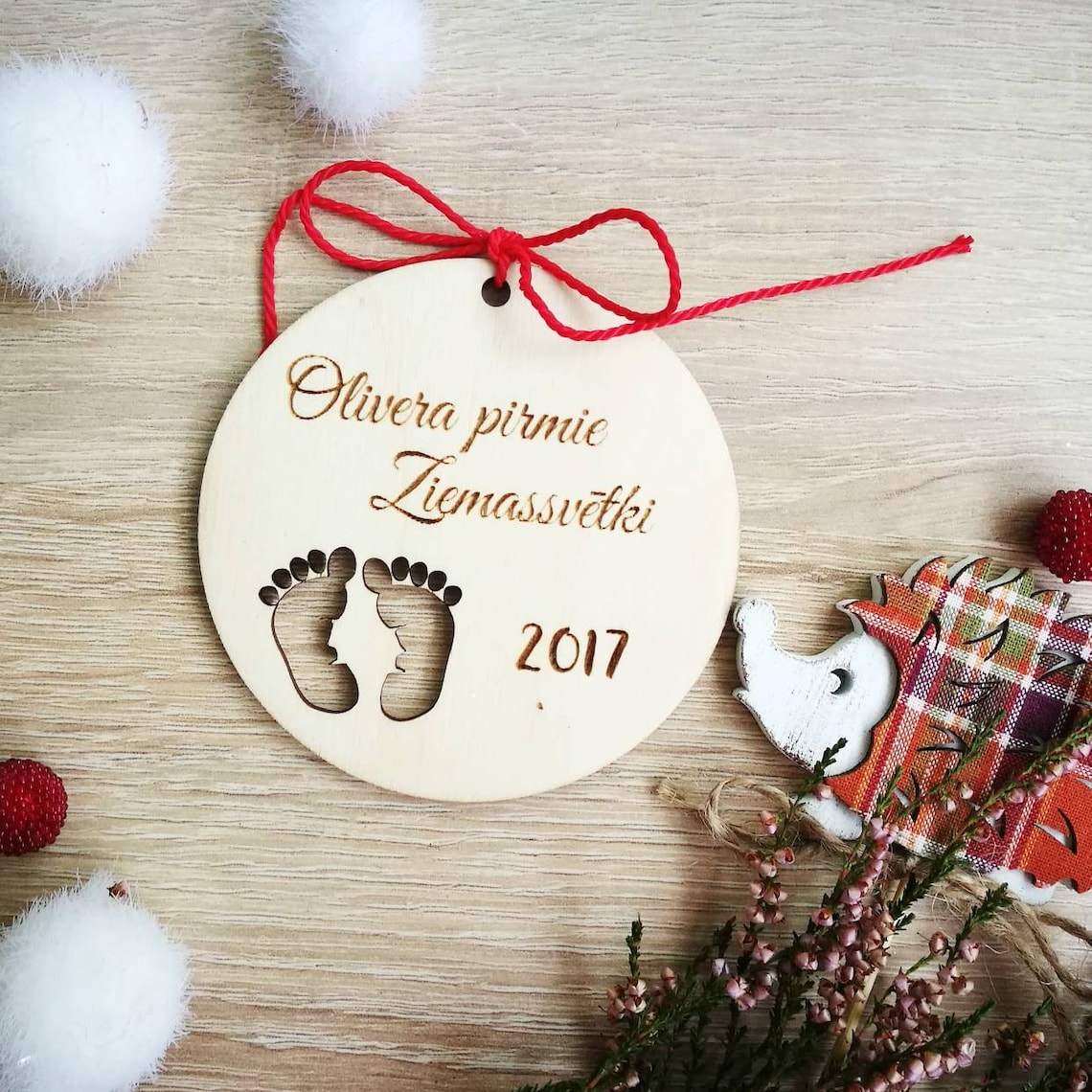 Baby First Christmas 2017 ,laser Cut Ornament, Personalised With Your