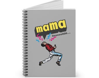 Cuaderno espiral con líneas, diario de la legendaria banda Queen, regalo para fanáticos de la banda, papelería para amantes de la música, compañero de escritura, Mercury Mama