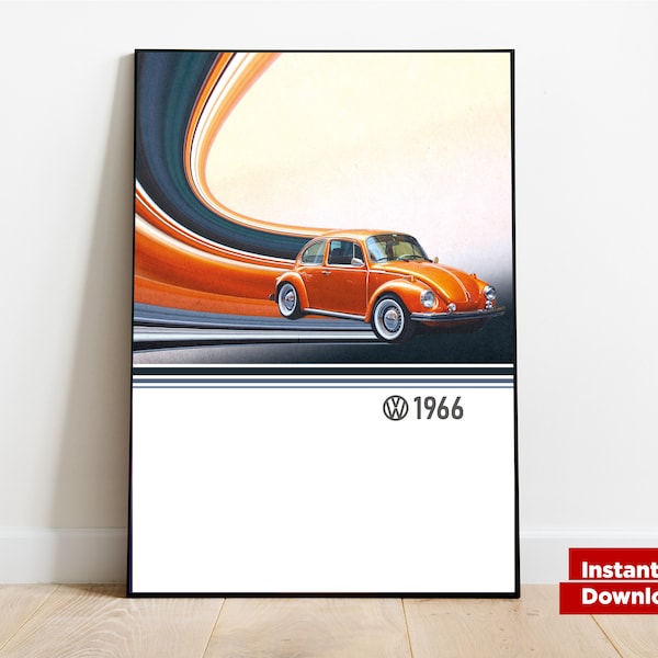 Beetle Poster, Digital Print Download, Kunstdruck, Home Decor, Vintage Car Print