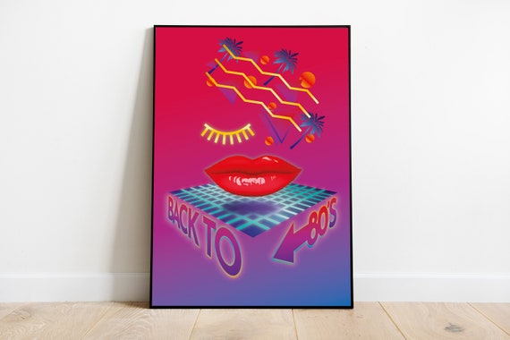 80s Neon Poster Back To 80s Wall Art Digital Print Wall Etsy