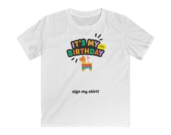 Camiseta de piñata de cumpleaños para niños. Camiseta de cumpleaños para niños. Diseño de camiseta con frase "Es mi cumpleaños".