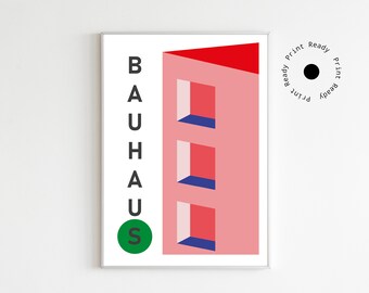 Cartel de la Bauhaus, Descarga de impresión moderna digital, Diseño de formas geométricas, Arte de la pared, Decoración del hogar, Kunstdruck, Cartel minimalista