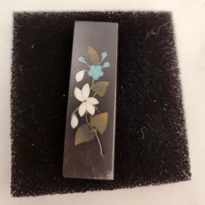Beautiful Pietra Dura Brooch Floral design Turquoise and White Vintage Antique Victorian Jewellery