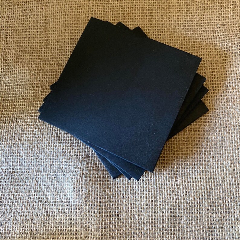 Four Black Modern Richlite Coasters 4 by 4 with 14 thickness Liteboard Coasters