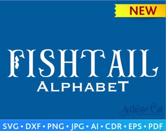 Fishtail Font Svg Fishtail Alphabet Svg Fishtail Letters Svg Fishtail Cut Files for Silhouette Studio Cricut Svg Dxf Jpg Png Eps Pdf Ai Cdr
