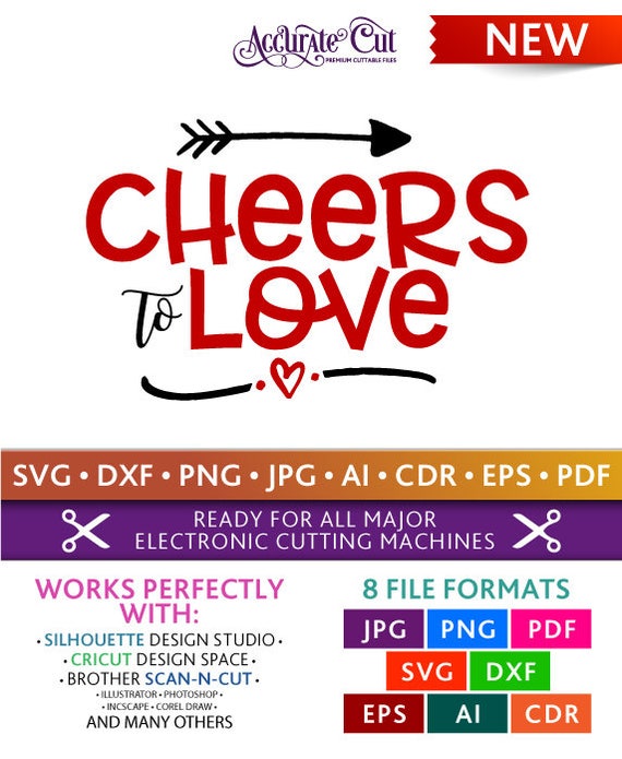 Cheers To Love Svg Cheers To Love Cut Files Valentine S Etsy