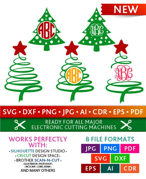 Christmas Tree Svg Swirly Monogram Frames Christmas Tree Svg Swirly Monogram Frames