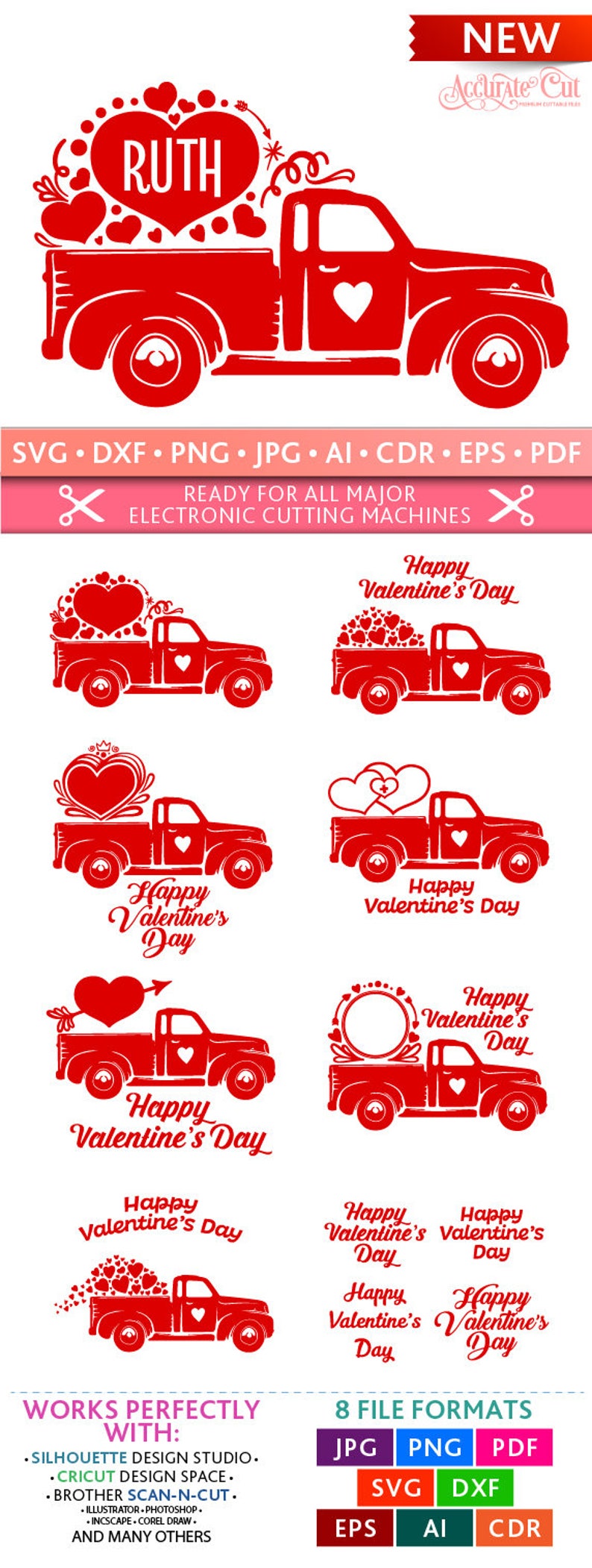 Download Valentines Truck Svg Valentines Truck Monogram Frames Svg ...