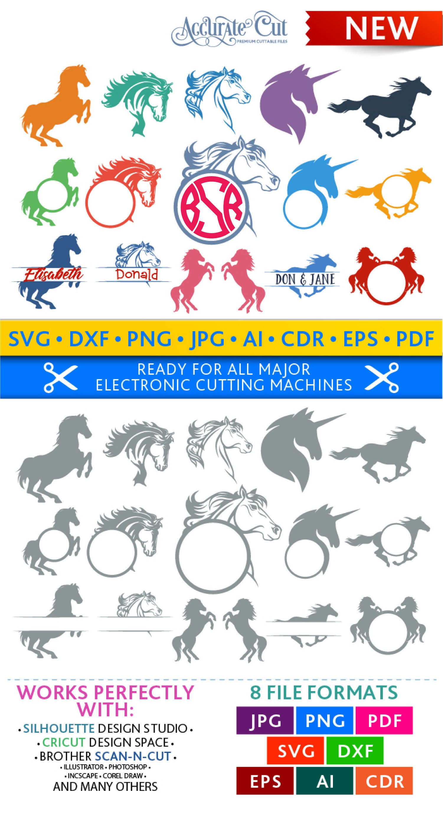 Download Horse Svg Horse Monogram Frames Svg Horse Frames Svg Horses | Etsy