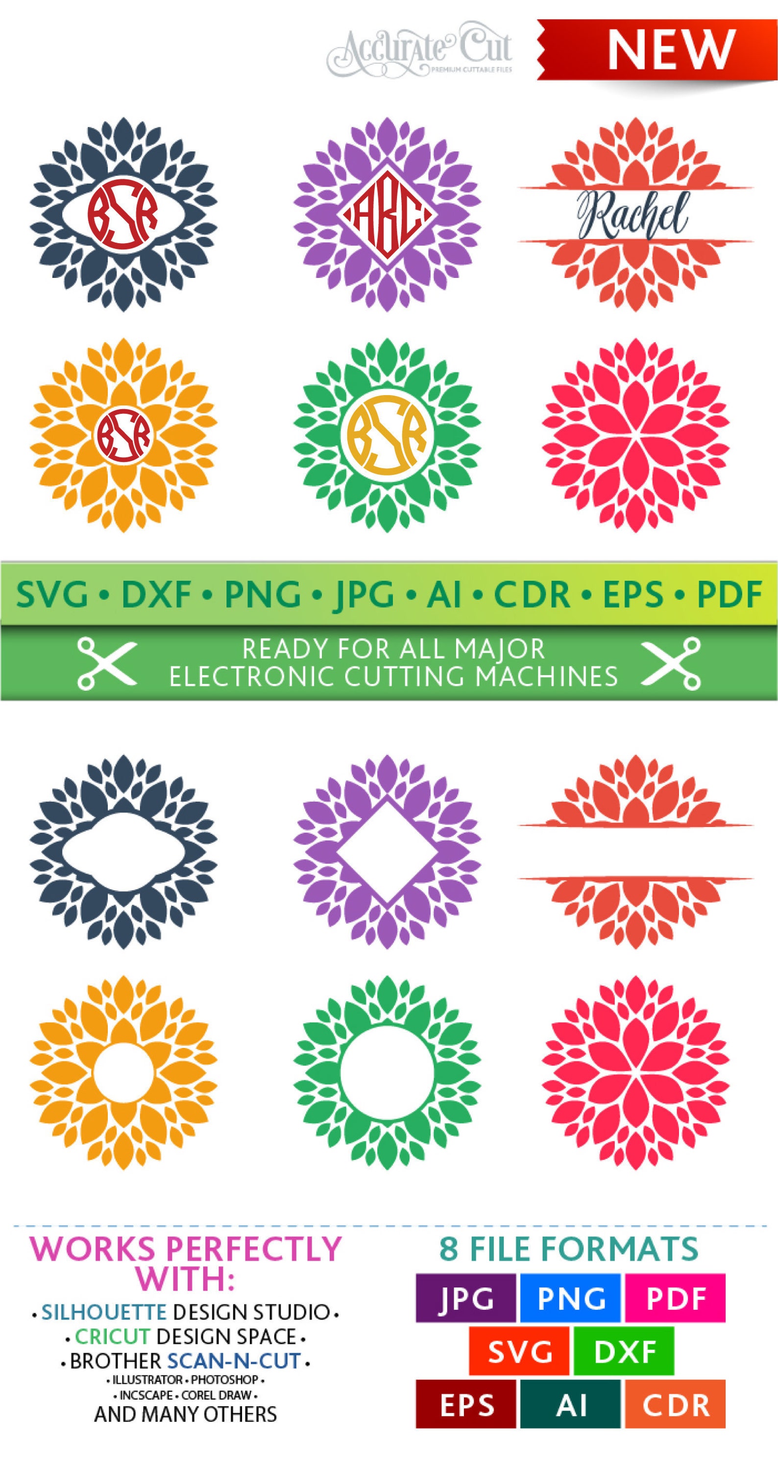 Dahlia Svg Dahlia Flower Svg Dahlia Monogram Frames Svg Dahlia | Etsy