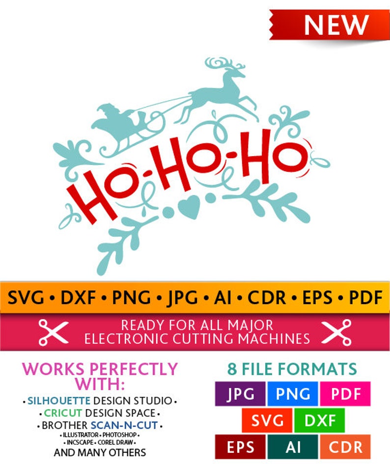 Download Ho Ho Ho Svg Ho Ho Ho Cut Files Christmas Silhouette ...