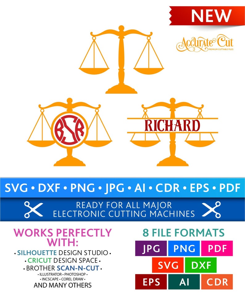 Scales of Justice Svg Scales of Justice Monogram Frames Svg Etsy