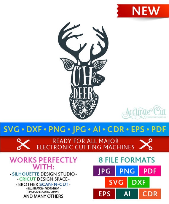 Oh Deer Svg Oh Deer Cut Files Christmas Silhouette Studio Etsy