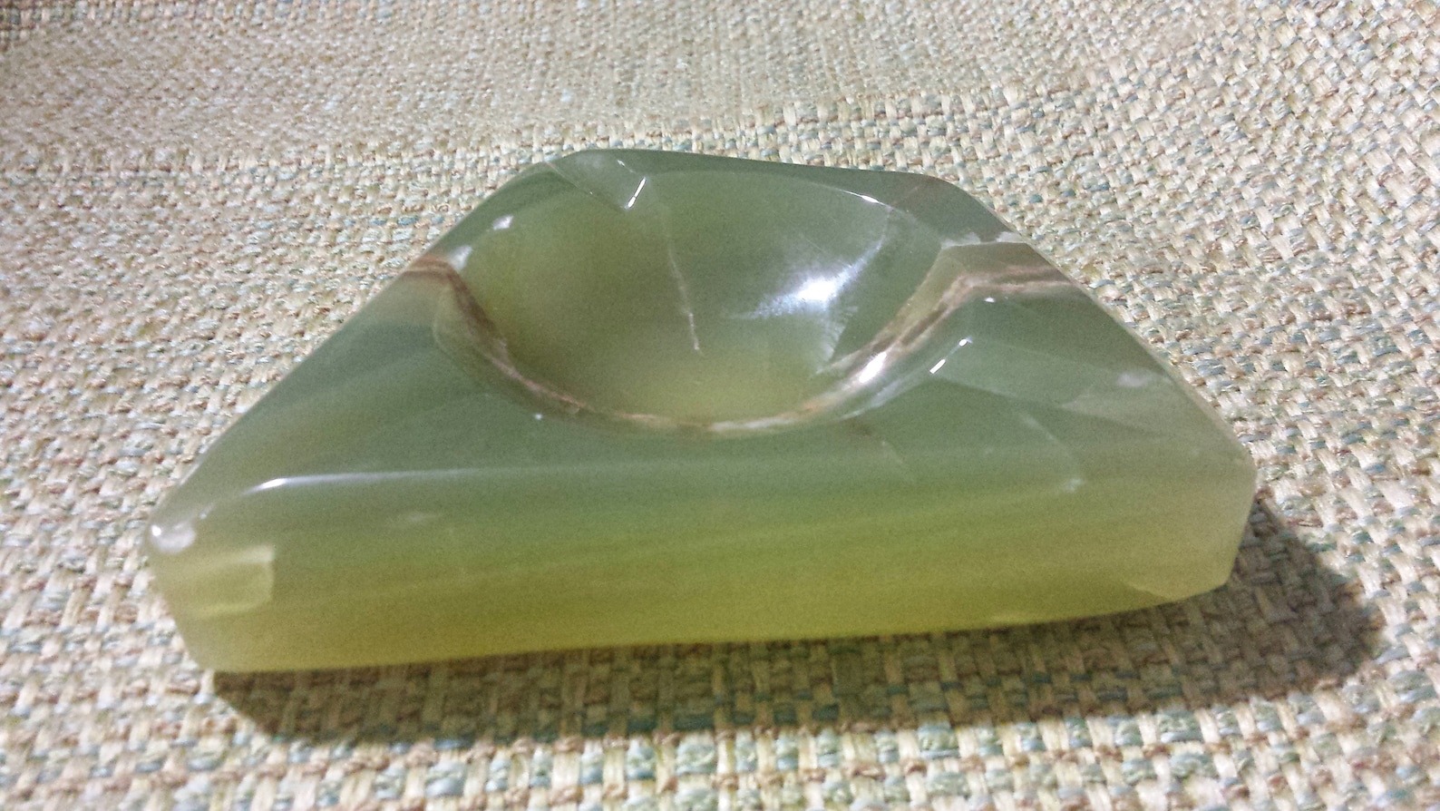 Retro Green Alabaster Stone Carved Ashtray Etsy
