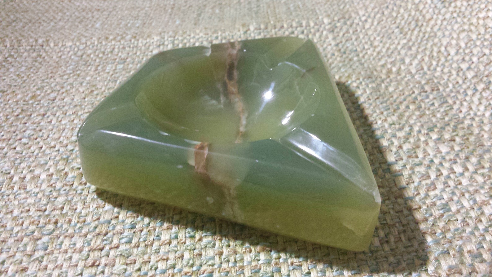 Retro Green Alabaster Stone Carved Ashtray Etsy