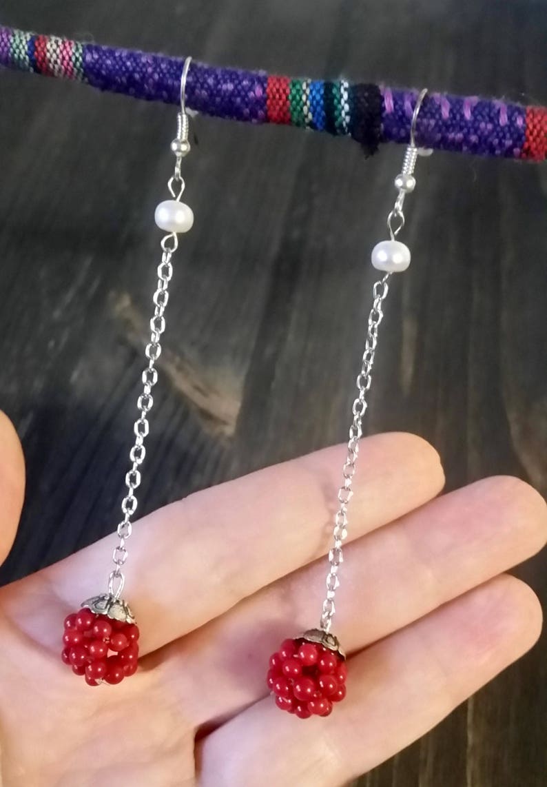Coral red earrings\\Gift Coral earrings\\Red earrings\\Real coral earrings\\Gift coral earrings\\Natural coral earrings\\Pearl\\red coral earrings