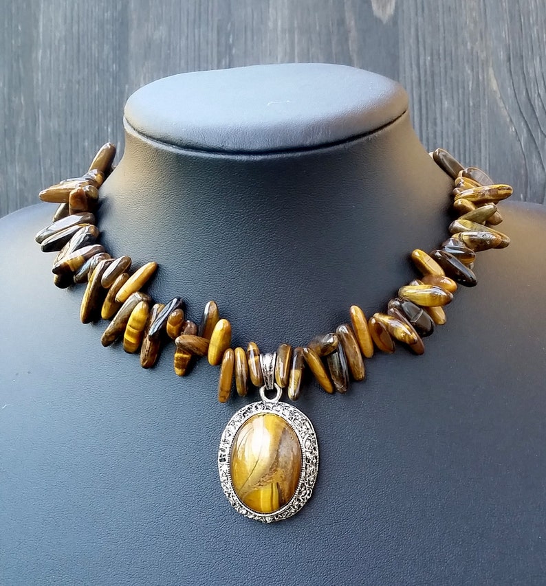Tiger eye stone necklacestone necklace giftchunky necklace Etsy