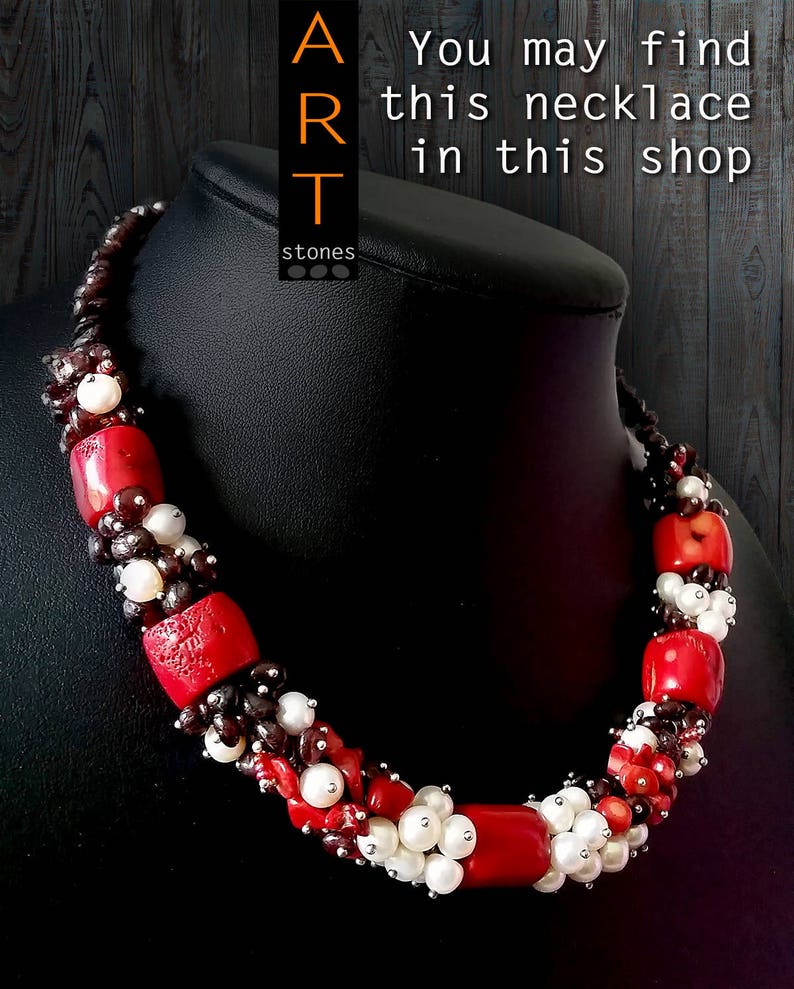 Red chunky necklace\\Red necklsce\\Grey chunky necklace\\Red grey chunky necklace\\nacre necklace\\gift for woman necklace\\nacre chunky necklace