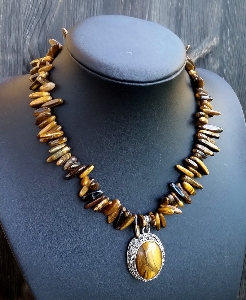 Tiger eye stone necklacestone necklace giftchunky necklace Etsy