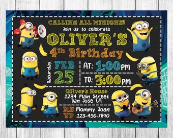 minion invitation etsy