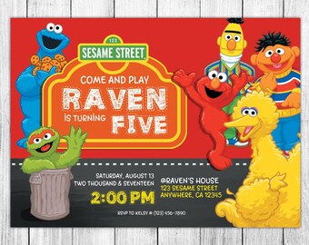 sesame street invite etsy