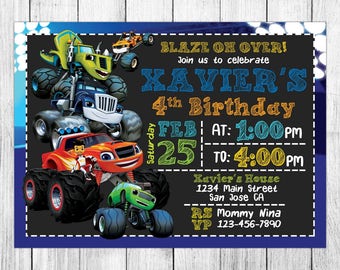 Blaze and the Monster Machines Invitation, Blaze and the Monster Machines Birthday Invitation, Blaze and the Monster Machines Birthday Party