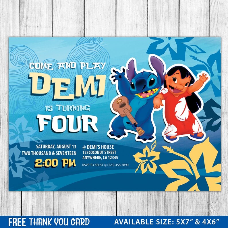 Lilo And Stitch Invitation Lilo And Stitch Invite Lilo And Etsy