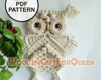 Popular Right Now PDF macrame Owl PATTERN & How To owl macrame wall hanging  Digital Macrame Pattern Instant download, Boho Art Macrame gift