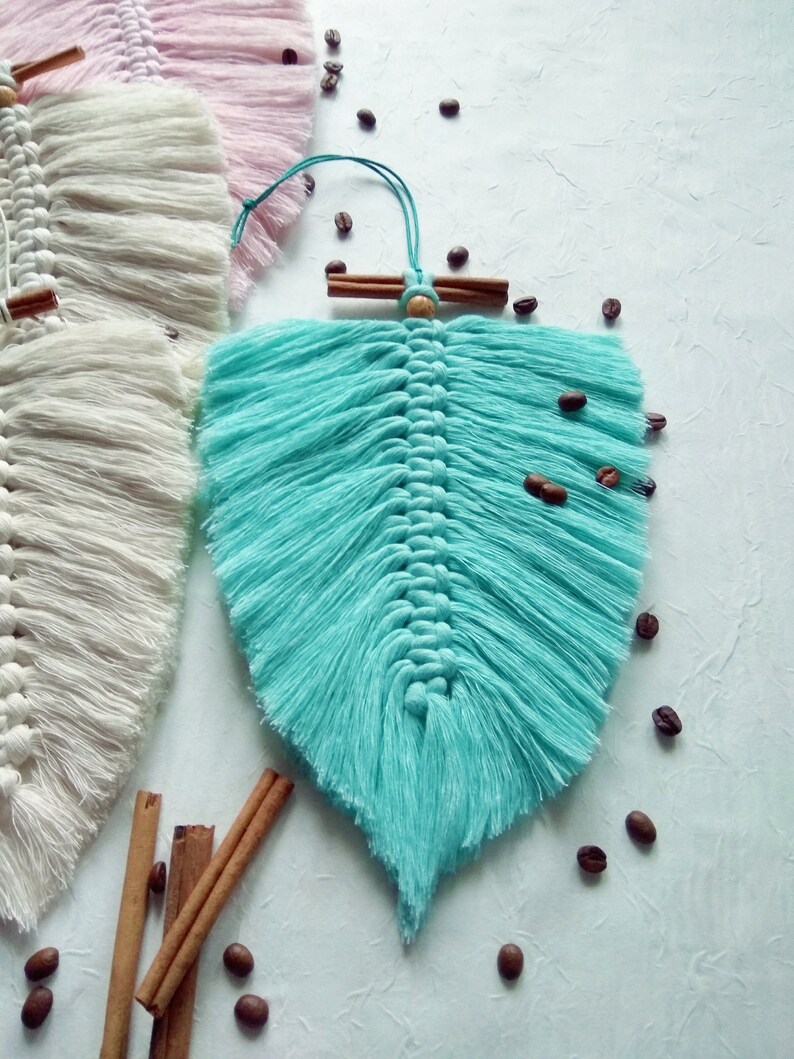 Macrame leaf wall hanging leavesmacrame feather leaf nursery Etsy