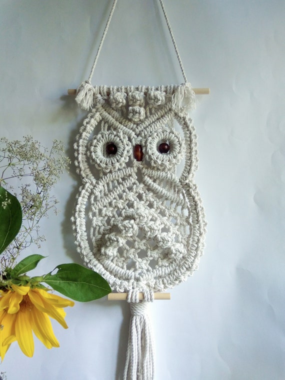 Macrame Owl Hangings De Pared Decoracion De La Pared Arte Etsy