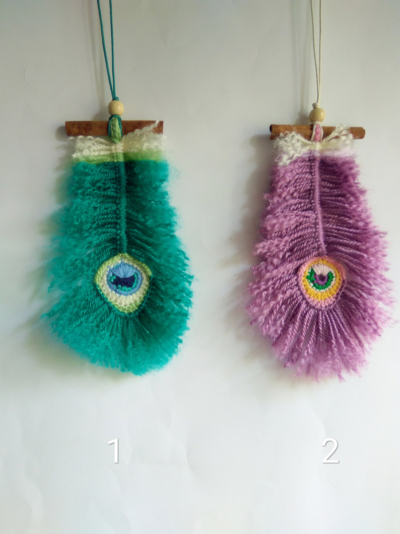 Rear view mirror Hanger peacock feather Mini Macrame wall Etsy
