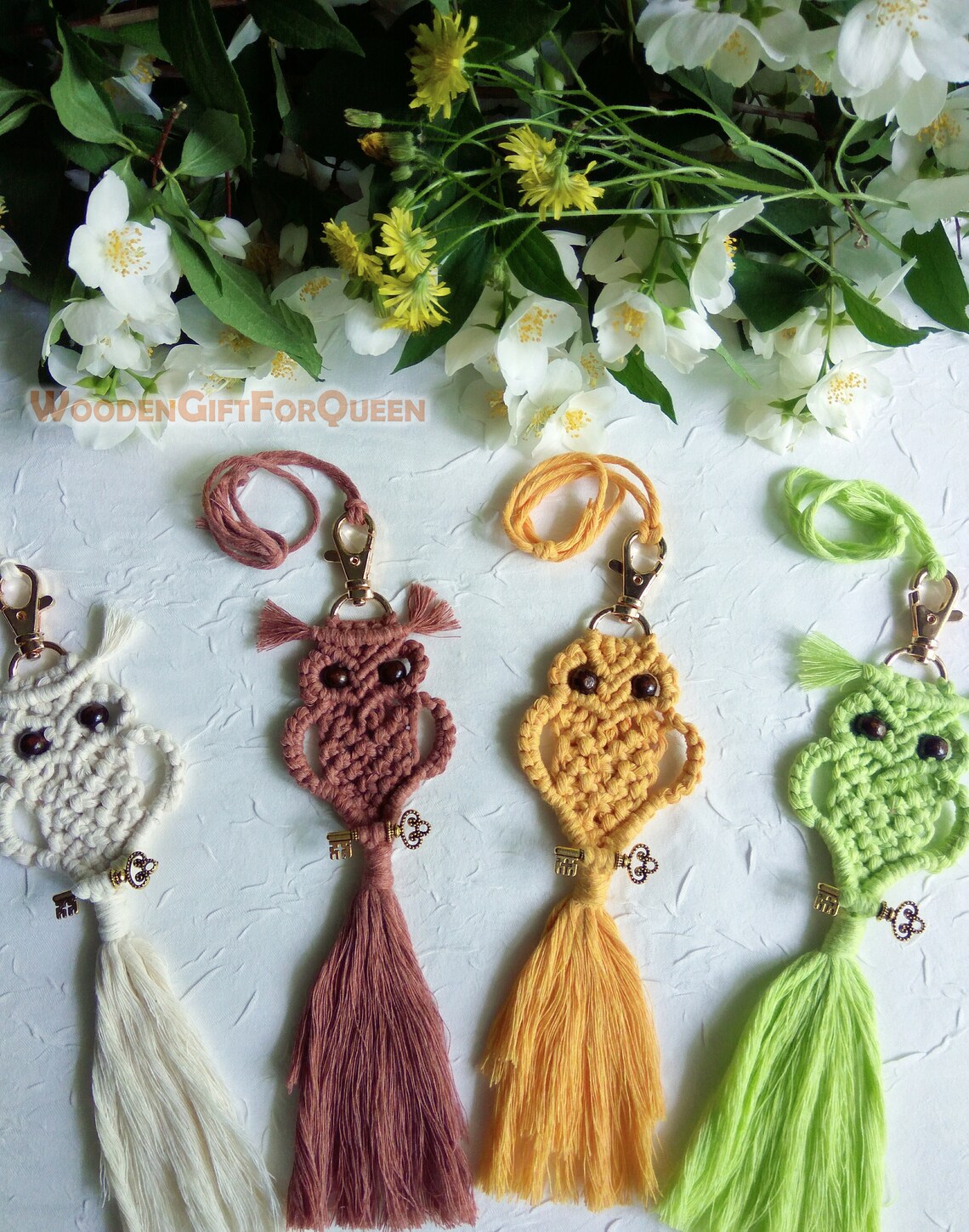 Diy Macrame Owl Keychain In 2021 E3F