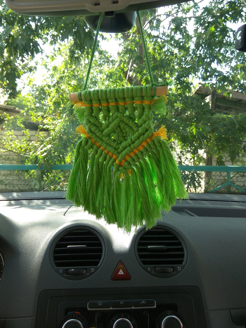 Rear view mirror Hanger Mini Macrame Ornament Car Etsy