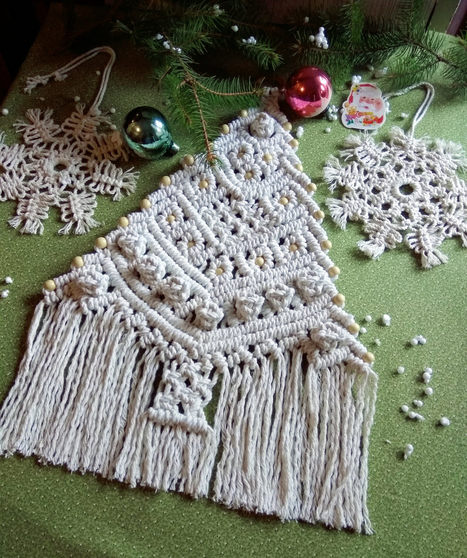 Macrame Christmas Tree set of 3 wall hanging Snowflake Holiday Etsy