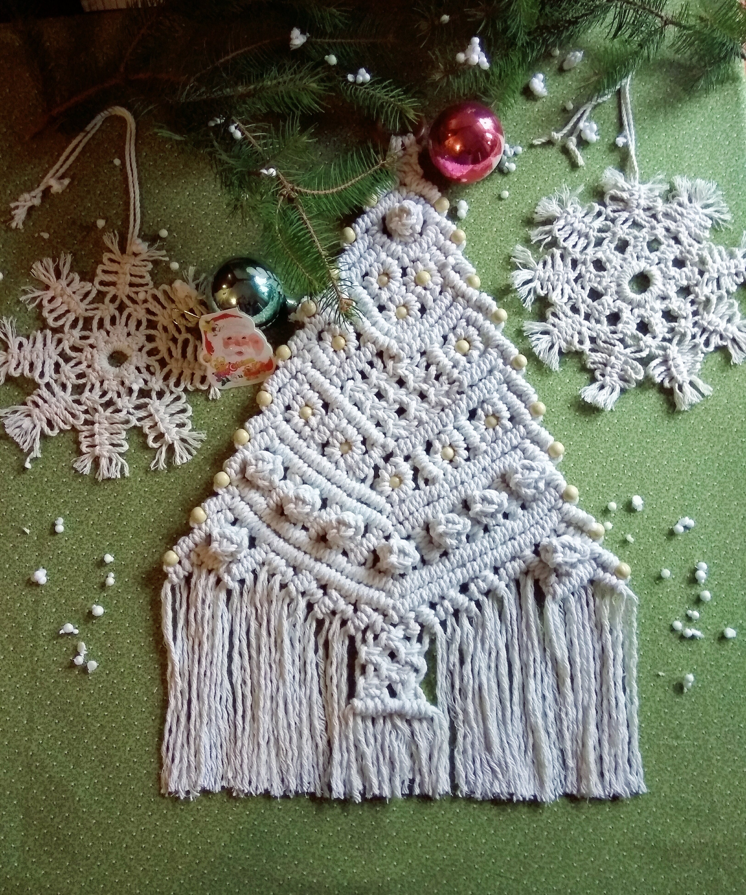 Macrame Christmas Tree set of 3 wall hanging Snowflake Holiday Etsy
